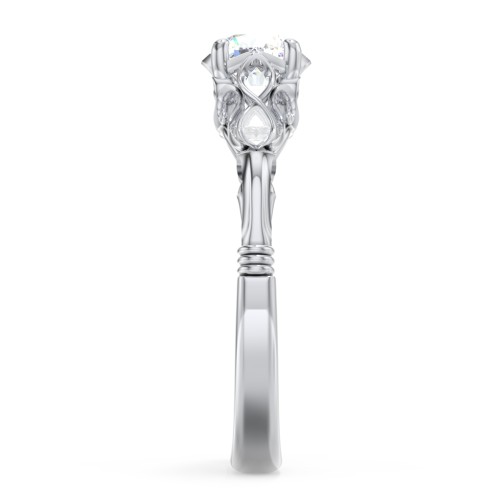Vintage Solitaire Engagement Ring with Filigree and Infinity Designs – 14K White Gold