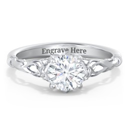 Vintage Solitaire Engagement Ring with Filigree and Infinity Designs