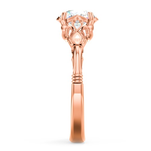 Vintage Solitaire Engagement Ring with Filigree and Infinity Designs