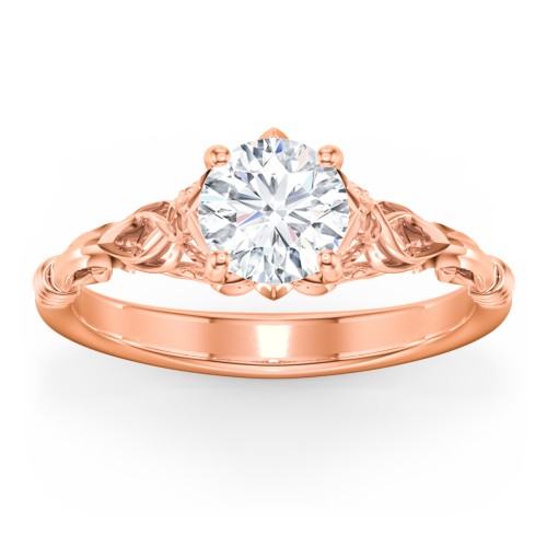 Vintage Solitaire Engagement Ring with Filigree and Infinity Designs