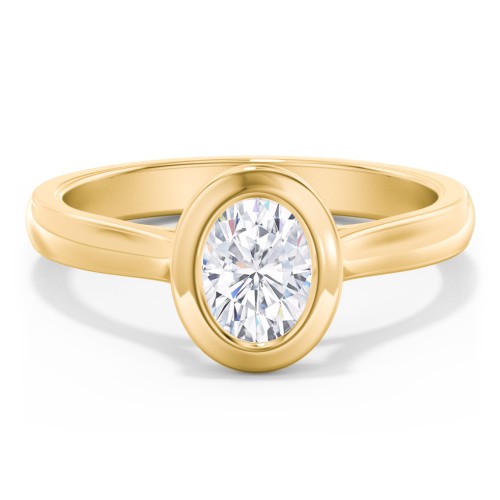 Modern Solitaire Engagement Ring with Bezel Setting – 9kt Yellow Gold