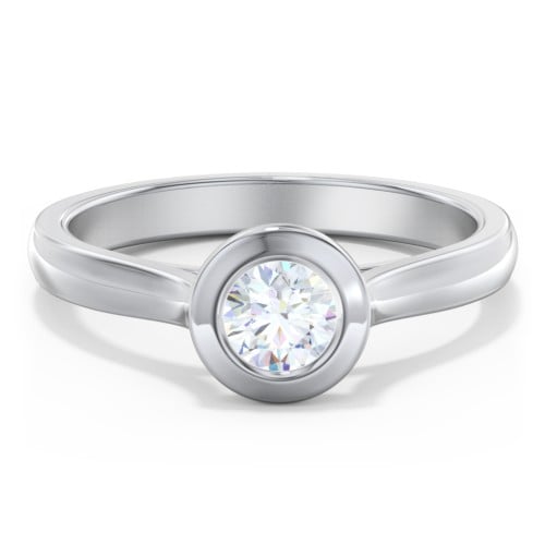 Modern Solitaire Engagement Ring with Bezel Setting