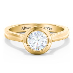 Modern Solitaire Engagement Ring with Bezel Setting in 9K Solid Yellow Gold with 04LABDIAM-RD-1.00-SI1-F-VG