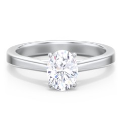 Classic Solitaire Engagement Ring with Peek-a-Boo Accent Diamond – 14K White Gold with Diamond