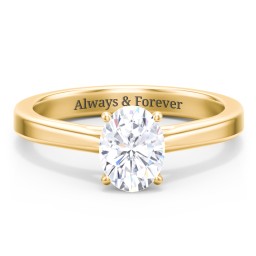 Classic Solitaire Engagement Ring with Peek-a-Boo Accent Diamond in 9K Solid Yellow Gold with 04DIAM-OV-1.00-SI2-G-G and Diamond