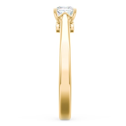 Classic Solitaire Engagement Ring with Peek-a-Boo Accent Diamond – 9kt Yellow Gold with Diamond