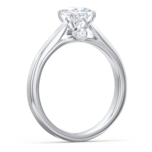 Classic Solitaire Engagement Ring with Peek-a-Boo Accent Diamond – 14K White Gold with Diamond