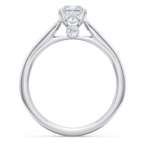 Classic Solitaire Engagement Ring with Peek-a-Boo Accent Diamond – 14K White Gold with Diamond