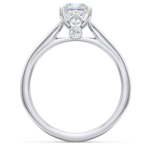 Classic Solitaire Engagement Ring with Peek-a-Boo Accent Diamond – 14K White Gold with Diamond