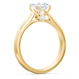 Classic Solitaire Engagement Ring with Peek-a-Boo Accent Diamond in 9K Solid Yellow Gold