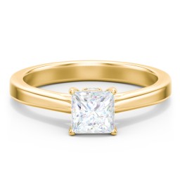 Classic Solitaire Engagement Ring with Peek-a-Boo Accent Diamond in 9K Solid Yellow Gold