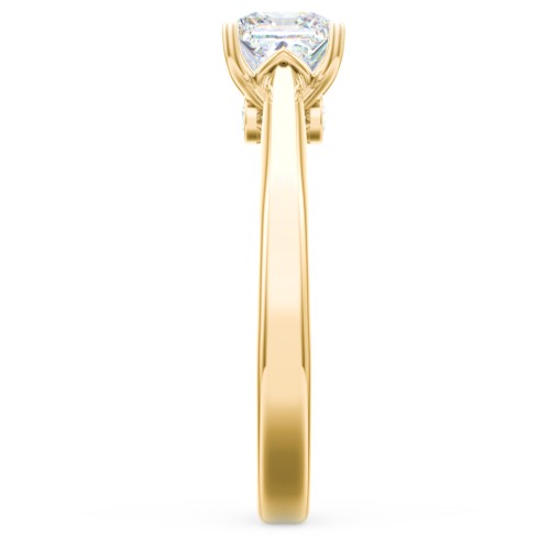 Classic Solitaire Engagement Ring with Peek-a-Boo Accent Diamond – 9kt Yellow Gold with Diamond