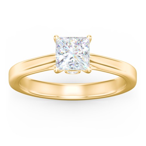 Classic Solitaire Engagement Ring with Peek-a-Boo Accent Diamond – 9kt Yellow Gold with Diamond