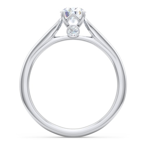 Classic Solitaire Engagement Ring with Peek-a-Boo Accent Diamond – 14K White Gold with Diamond