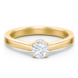 Classic Solitaire Engagement Ring with Peek-a-Boo Accent Diamond in 9K Solid Yellow Gold