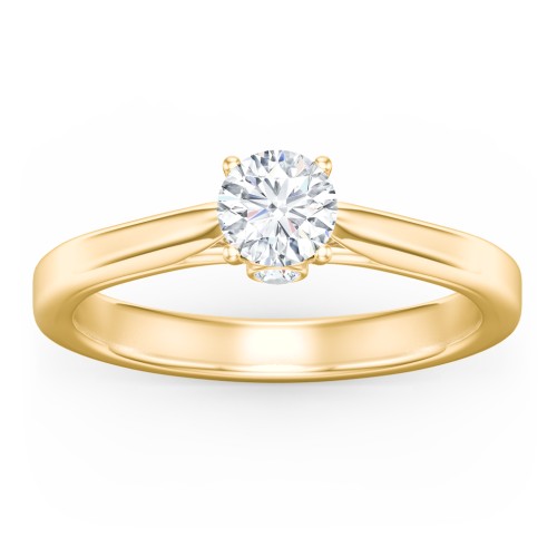 Classic Solitaire Engagement Ring with Peek-a-Boo Accent Diamond – 9kt Yellow Gold with Diamond