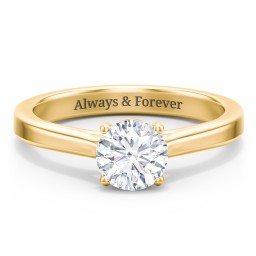 Classic Solitaire Engagement Ring with Peek-a-Boo Accent Diamond in 9K Solid Yellow Gold with 04DIAM-RD-1.00-I1-G-VG and Diamond