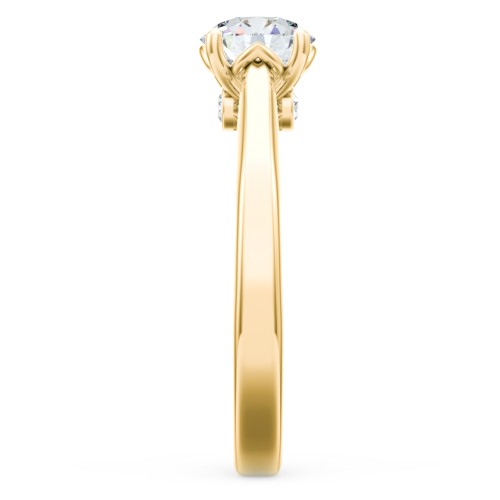 Classic Solitaire Engagement Ring with Peek-a-Boo Accent Diamond – 9kt Yellow Gold with Diamond