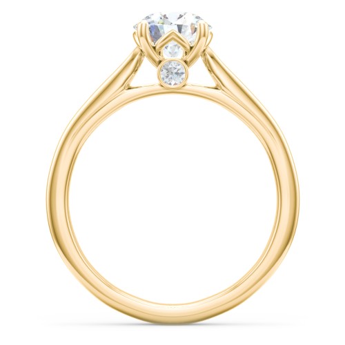 Classic Solitaire Engagement Ring with Peek-a-Boo Accent Diamond – 9kt Yellow Gold with Diamond