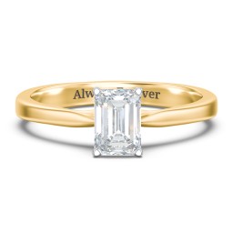 Classic Solitaire Engagement Ring with White Gold Setting in 9K Solid Yellow Gold with 04LABDIAM-EM-1.00-SI1-F-G