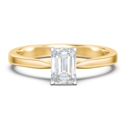 Classic Solitaire Engagement Ring with White Gold Setting in 9K Solid Yellow Gold