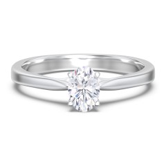 Classic Solitaire Engagement Ring with White Gold Setting – 14K White Gold