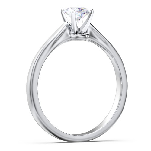 Classic Solitaire Engagement Ring with White Gold Setting – 14K White Gold