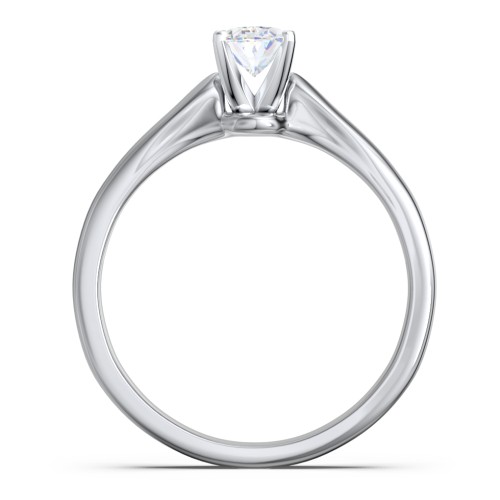 Classic Solitaire Engagement Ring with White Gold Setting – 14K White Gold