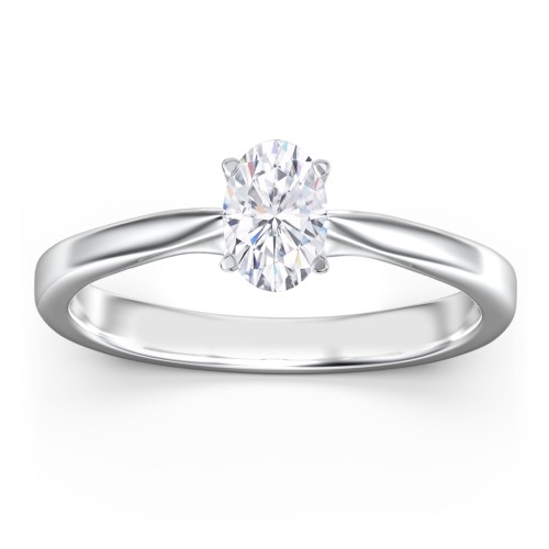 Classic Solitaire Engagement Ring with White Gold Setting – 14K White Gold