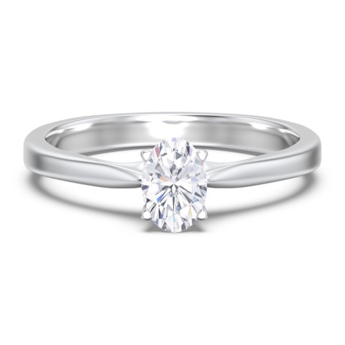 Classic Solitaire Engagement Ring with White Gold Setting – 14K White Gold