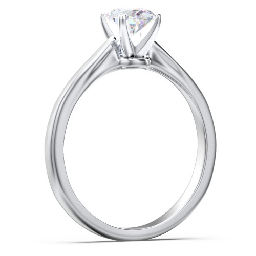 Classic Solitaire Engagement Ring with White Gold Setting – 14K White Gold