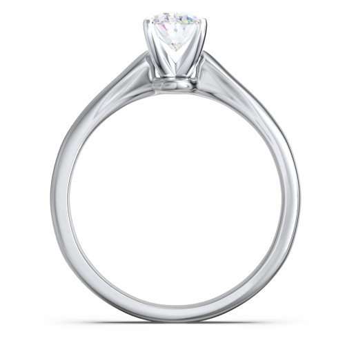 Classic Solitaire Engagement Ring with White Gold Setting – 14K White Gold