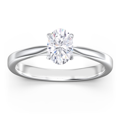Classic Solitaire Engagement Ring with White Gold Setting – 14K White Gold