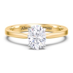 Classic Solitaire Engagement Ring with White Gold Setting in 9K Solid Yellow Gold with 04LABDIAM-OV-1.00-SI1-G-G