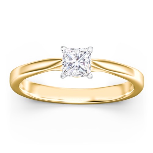 Classic Solitaire Engagement Ring with White Gold Setting – 9kt Yellow Gold