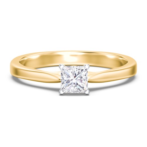 Classic Solitaire Engagement Ring with White Gold Setting – 9kt Yellow Gold