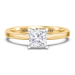 Classic Solitaire Engagement Ring with White Gold Setting in 9K Solid Yellow Gold with 04LABDIAM-PC-1.00-SI1-F-G