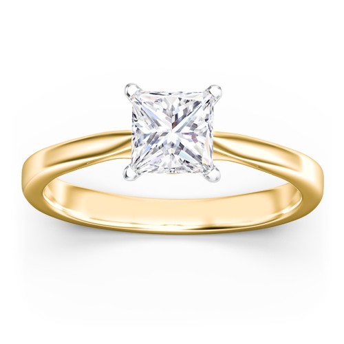 Classic Solitaire Engagement Ring with White Gold Setting – 9kt Yellow Gold