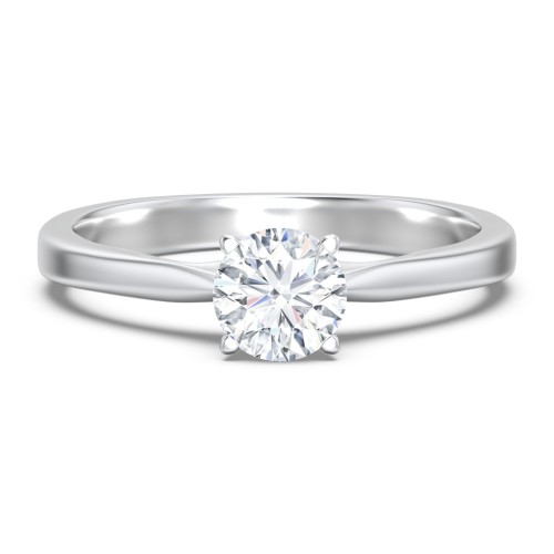 Classic Solitaire Engagement Ring with White Gold Setting – 14K White Gold