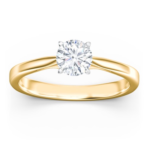 Classic Solitaire Engagement Ring with White Gold Setting – 9kt Yellow Gold