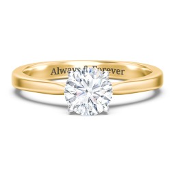Classic Solitaire Engagement Ring with White Gold Setting in 9K Solid Yellow Gold with 04LABDIAM-RD-1.00-SI1-F-VG