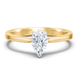 Classic Solitaire Engagement Ring with White Gold Setting in 9K Solid Yellow Gold