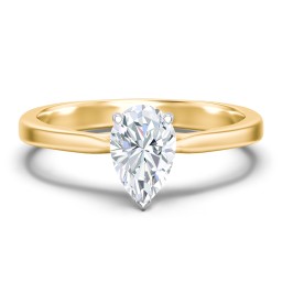 Classic Solitaire Engagement Ring with White Gold Setting in 9K Solid Yellow Gold