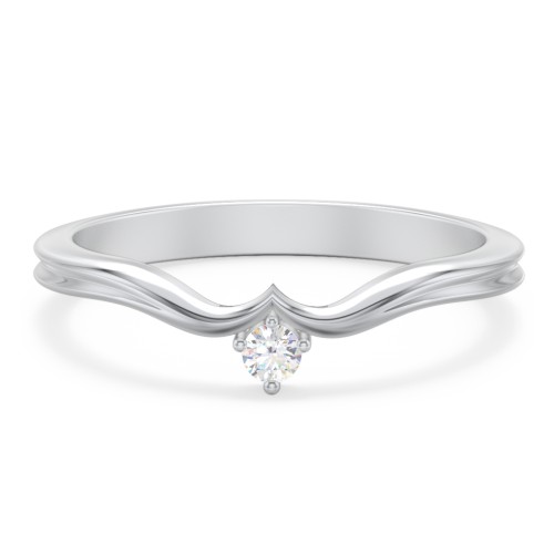 Solitaire Contour Band – 14K White Gold with Diamond