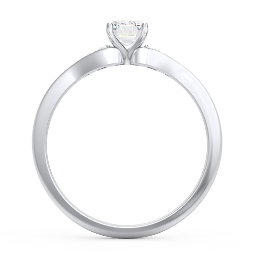 Diamond Engagement Ring with Cluster Side Accents – 14K White Gold with Diamond