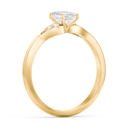 Diamond Engagement Ring with Cluster Side Accents – 9kt Yellow Gold with Diamond