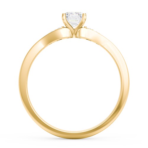 Diamond Engagement Ring with Cluster Side Accents – 9kt Yellow Gold with Diamond