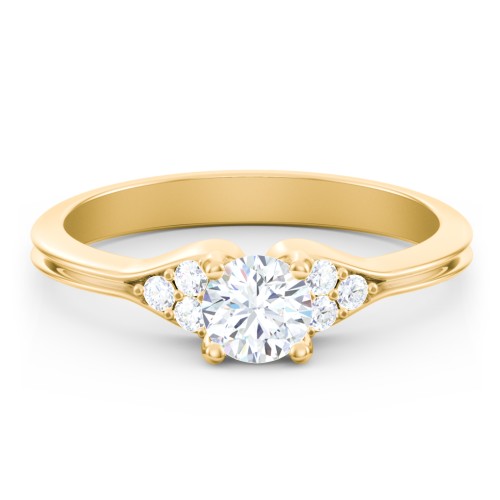 Diamond Engagement Ring with Cluster Side Accents