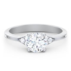 Diamond Engagement Ring with Cluster Side Accents