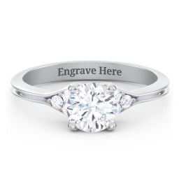 Diamond Engagement Ring with Cluster Side Accents